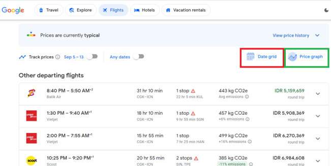 Fitur pemantau harga termurah di Google Flight. (Google)